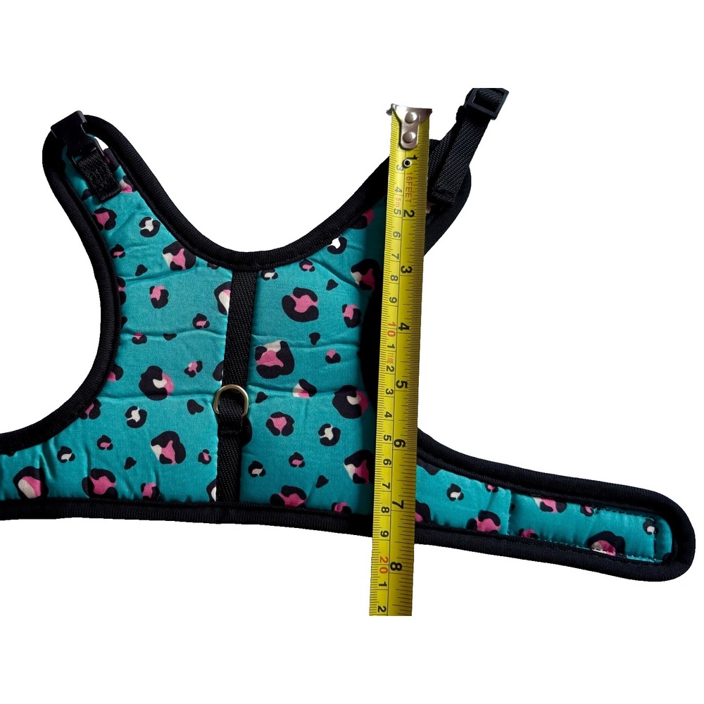 XXS Adjustable Cat Harness Teal Leopard Soft Mesh Kitten Walking Vest - Picture 12 of 12